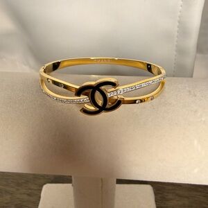 Gold and Black Bangle Bracelet